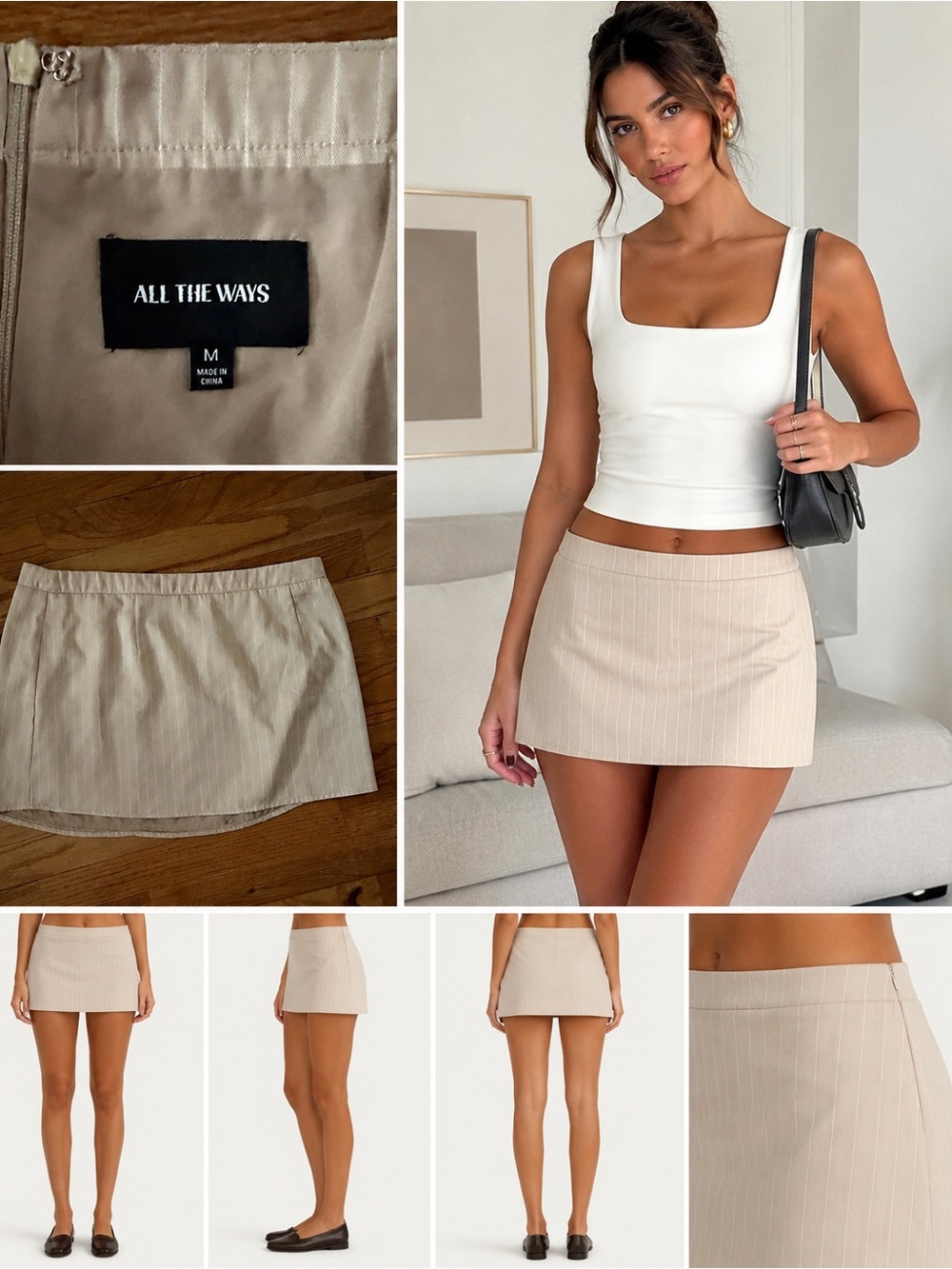 All The Ways Cream Pinstripe Mini Skirt